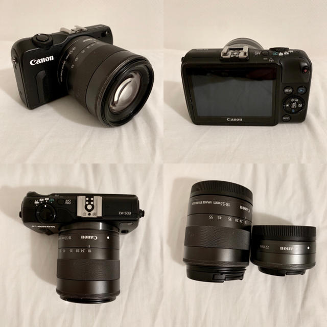 Canon(キヤノン)の【美品】キャノン Canon EOS M2 ダブルレンズキット ブラック(完品) スマホ/家電/カメラのカメラ(ミラーレス一眼)の商品写真