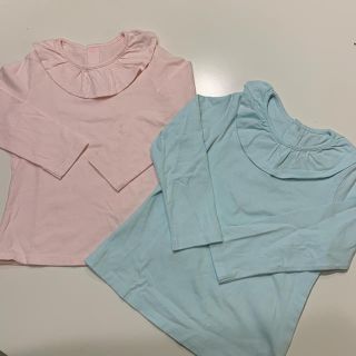 ユニクロ(UNIQLO)の【水通しのみ】ユニクロ エリフリルクルーネックT 長袖２枚セット100(Tシャツ/カットソー)