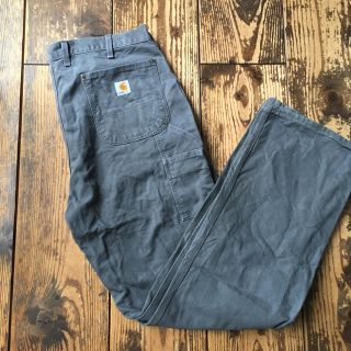 カーハート(carhartt)のCARHARTT ダブルニー  ワークパンツ 古着 グレー 着画あり(ワークパンツ/カーゴパンツ)