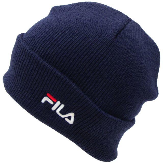 FILA(フィラ)のFILA フィラ ニット帽 リフレクター付き ベーシックロゴ★ネイビー【新品】 レディースの帽子(ニット帽/ビーニー)の商品写真