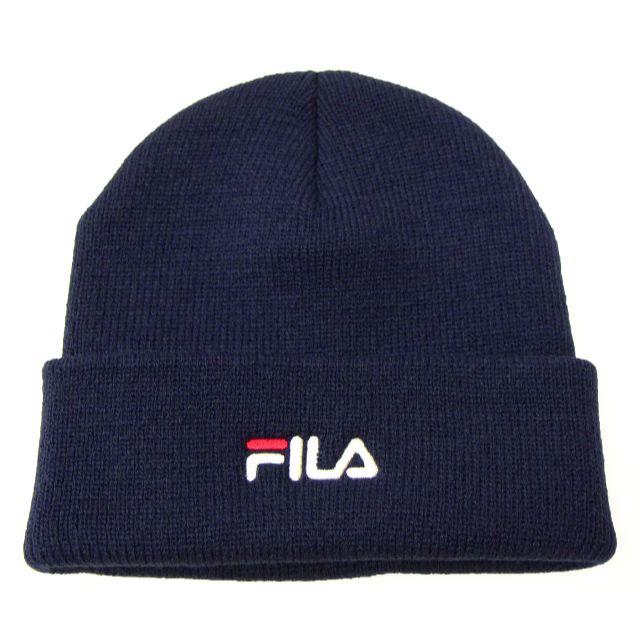 FILA(フィラ)のFILA フィラ ニット帽 リフレクター付き ベーシックロゴ★ネイビー【新品】 レディースの帽子(ニット帽/ビーニー)の商品写真