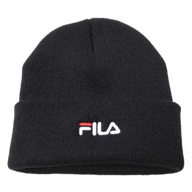 FILA(フィラ)のFILA フィラ ニット帽 リフレクター付き ベーシックロゴ★ブラック【新品】 レディースの帽子(ニット帽/ビーニー)の商品写真