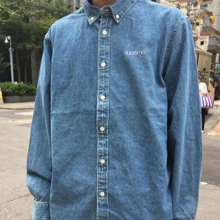 SUPREME Classic Logo Denim Shirtデニム半袖シャツ | gulatilaw.com