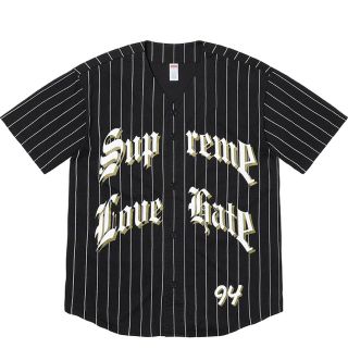 シュプリーム(Supreme)のsupreme love hate baseball jersey ブラック(シャツ)