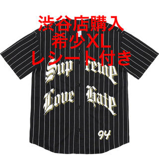 シュプリーム(Supreme)の希少 XL 黒 Love Hate Baseball Jersey ベースボール(ジャージ)