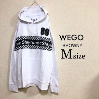 ウィゴー(WEGO)のMサイズ WEGO BROWNY⭐️新品⭐️チェッカーライン切替パーカー白 (パーカー)