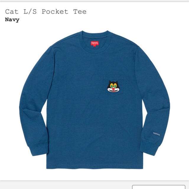 supreme Cat L/S Pocket Tee M サイズ　ネイビーメンズ