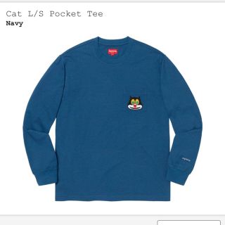 シュプリーム(Supreme)のsupreme Cat L/S Pocket Tee M サイズ　ネイビー(Tシャツ/カットソー(七分/長袖))