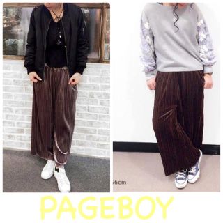 ページボーイ(PAGEBOY)のPAGE BOY ★ カジュアル 秋冬 ベロア プリーツ ワイドパンツ(カジュアルパンツ)