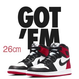 ナイキ(NIKE)のNIKE エアジョーダン1 BLACK TOE 26.0(スニーカー)