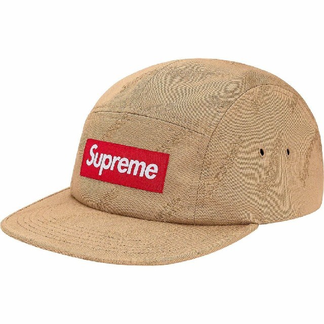 新品supreme19FW week4 Jacquard camp cap タン帽子