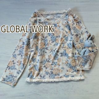 グローバルワーク(GLOBAL WORK)のグローバルワーク💛120ナチュラル花柄カットソー長袖(Tシャツ/カットソー)