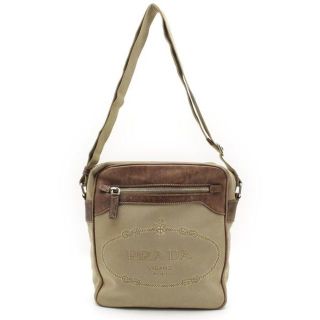 人気色 PRADA プラダ ジャガード ロゴ レザー 切替 ショルダー バッグ