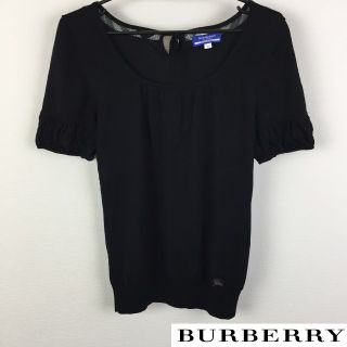 バーバリーブルーレーベル(BURBERRY BLUE LABEL)の美品 BURBERRY BLUE LABEL 半袖ニット ブラックサイズ38(ニット/セーター)