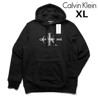 カルバンクライン(Calvin Klein)のカルバンクラインジーンズ CKロゴ パーカー(XL)黒 181214(パーカー)