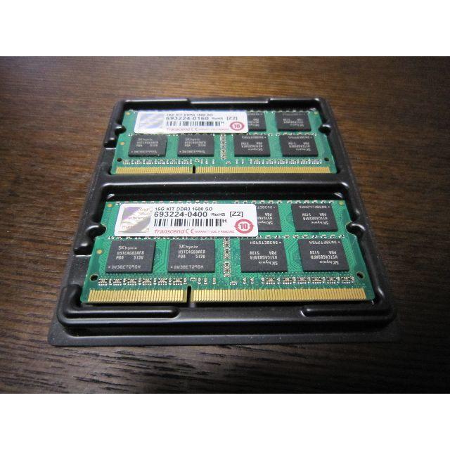 Transcend ノートPC用メモリDDR31600 8GB×2