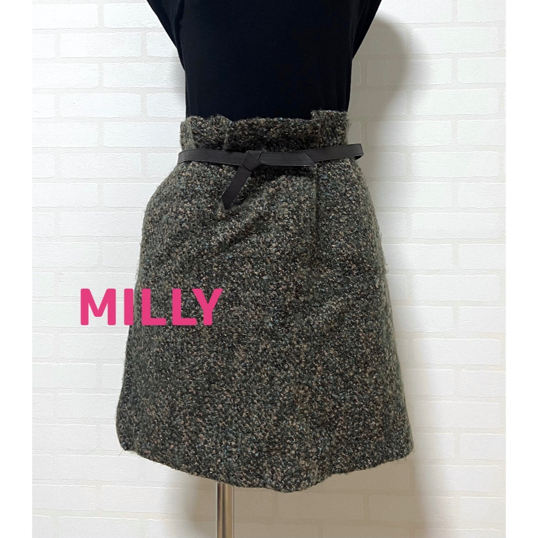 Milly(ミリー)のミリー ミニスカート ツイード 秋 ベルト付 インポート レディースのスカート(ミニスカート)の商品写真