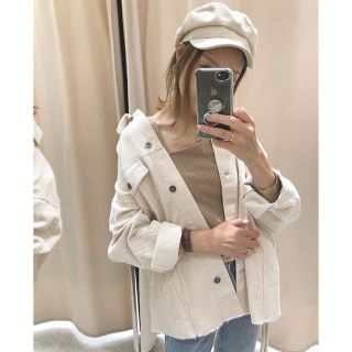 ザラ(ZARA)の新品❤️ZARA コーデュロイジャケット M 白 todayful H&M(Gジャン/デニムジャケット)