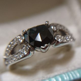 鑑付き 大粒 1.0ct プラチナ ブラックダイヤモンド リング Pt《新品》(リング(指輪))