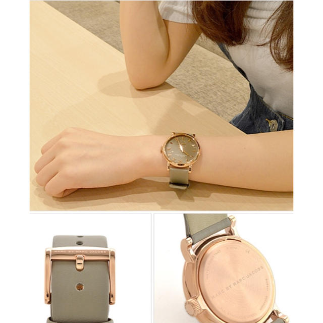 MARC BY MARC JACOBS(マークバイマークジェイコブス)のマークジェイコブス 時計 ベイカー MBM1266 グレーレザー ピンクゴールド レディースのファッション小物(腕時計)の商品写真