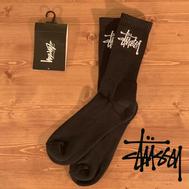 STUSSY(ステューシー)の◎海外限定◎ STUSSY ストックロゴ ソックス / ブラック メンズのレッグウェア(ソックス)の商品写真