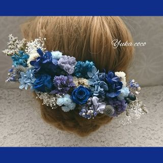 ドライフラワー ヘッドドレス 髪飾り❁¨̮indigo blue(ヘッドドレス/ドレス)