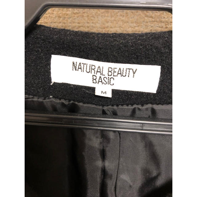 NATURAL BEAUTY BASIC(ナチュラルビューティーベーシック)のナチュラルビューティーベーシック ノーカラー コート M ブラック レディースのジャケット/アウター(チェスターコート)の商品写真