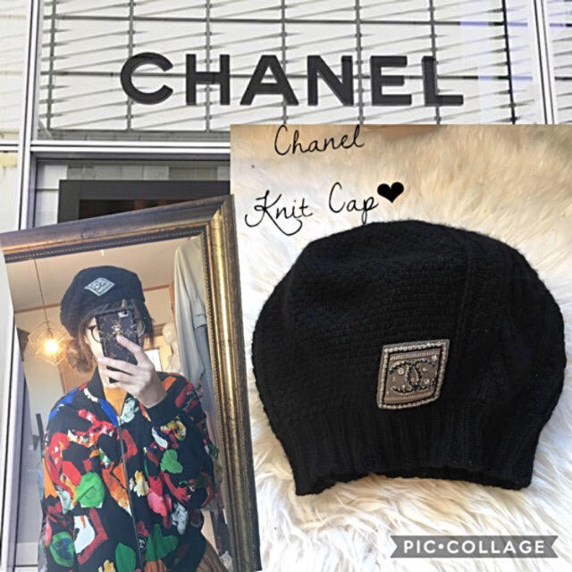 ○日本正規品○ カシミヤ 美品 シャネル - CHANEL ニット 帽子 ロゴ 黒