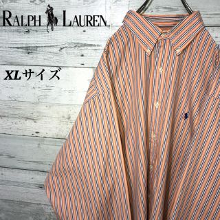 ラルフローレン(Ralph Lauren)の【レア】ラルフローレン☆刺繍ロゴ ストライプ ビッグサイズ 長袖BDシャツ90s(シャツ)