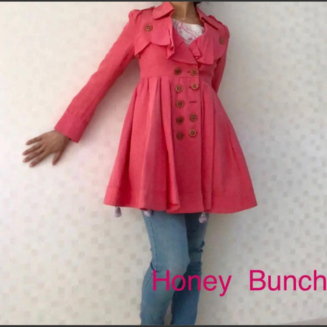 Honey Bunch(ハニーバンチ)のハニーバンチ トレンチコート サーモンピンク レディースのジャケット/アウター(トレンチコート)の商品写真