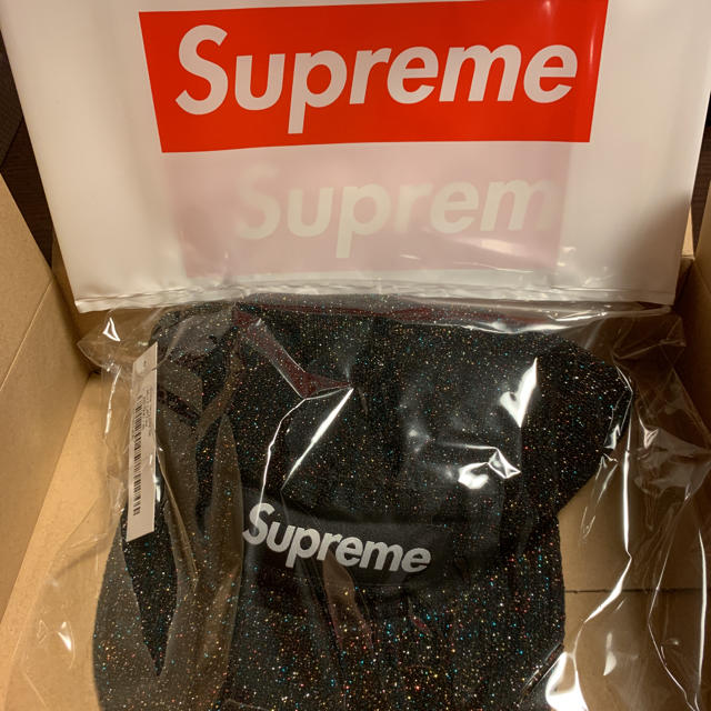 キャップsupreme Glitter Terry Camp Cap 黒  正規品