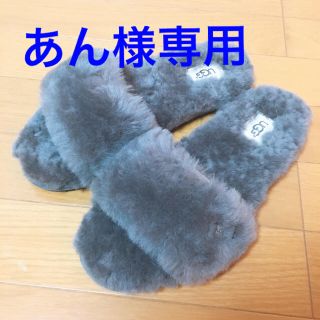 アグ(UGG)の【未使用】UGG ファーサンダル グレー サイズ7(サンダル)