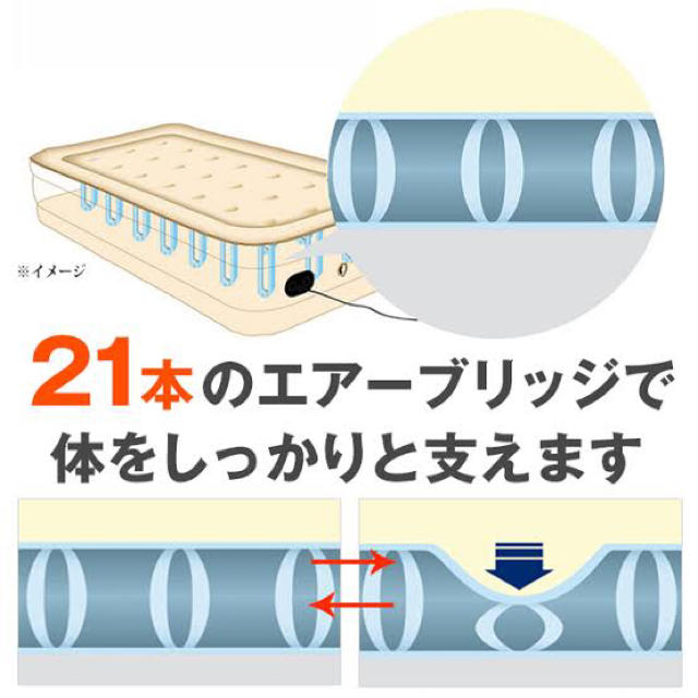 送料無料 展示品 ふうわ エアーベッド シングル 自動膨らむ・しぼむ！ 簡易収納 インテリア/住まい/日用品のベッド/マットレス(シングルベッド)の商品写真