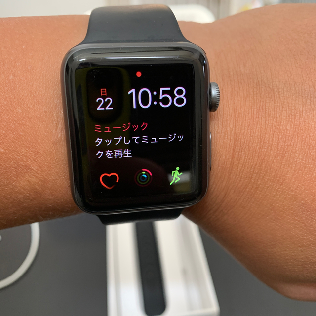 Apple Watch(アップルウォッチ)のApple Watch series2 42mm  ブラック バントMLサイズ付 メンズの時計(腕時計(デジタル))の商品写真