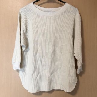 ユニクロ(UNIQLO)のUNIQLO ワッフルクルーネックT七分袖 オフホワイト サイズM(Tシャツ(長袖/七分))