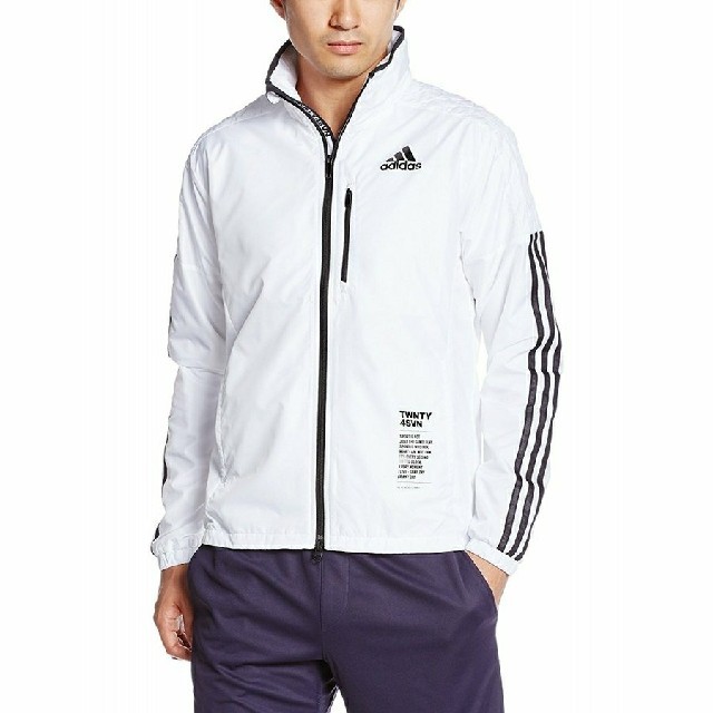 adidas(アディダス)の★新品 アディダス 収納式フード搭載、裏起毛、 透湿 ウインドブレーカー 白 M メンズのジャケット/アウター(ナイロンジャケット)の商品写真