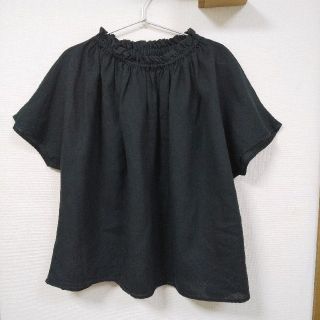 ネストローブ(nest Robe)のnestrobeネストローブ黒シャーリングネックブラウス訳あり(シャツ/ブラウス(半袖/袖なし))