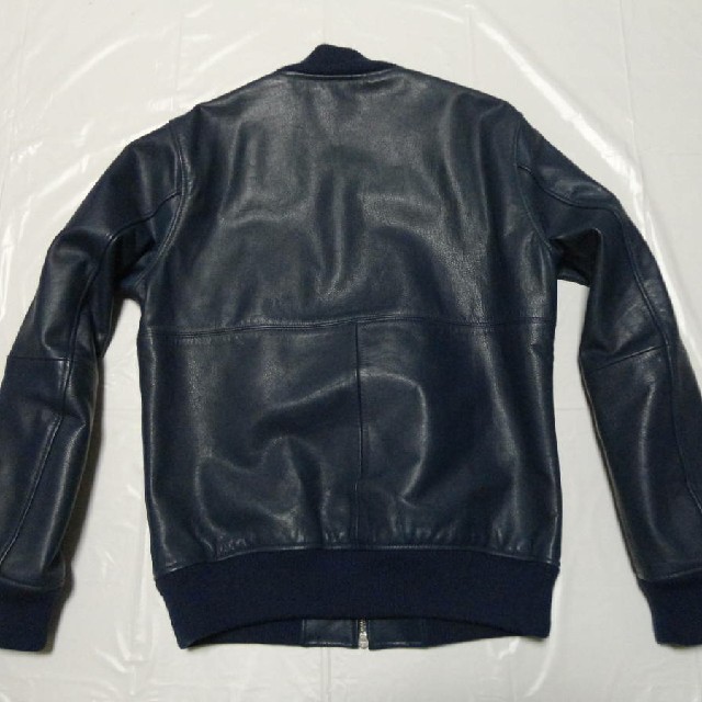 牛革MA-1美品◆ユナイテッドアローズB&Y レザージャケット 青S◆ライダース