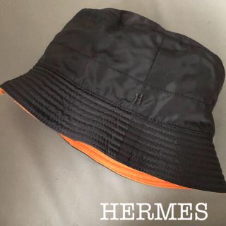 エルメス(Hermes)のエルメス　裏オレンジ カシミア　帽子 ハット  57 値下げ(ハット)