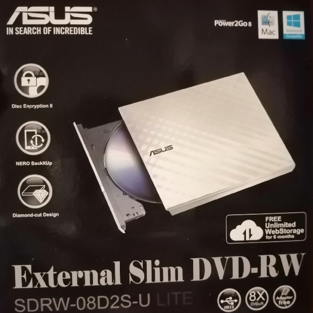 ASUS(エイスース)のASUS  external  slim DVD -RW  スマホ/家電/カメラのPC/タブレット(PC周辺機器)の商品写真