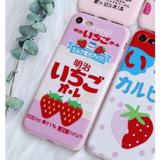 可愛い 明治 いちごオレの IPhone ケース♡ピンク色(iPhoneケース)