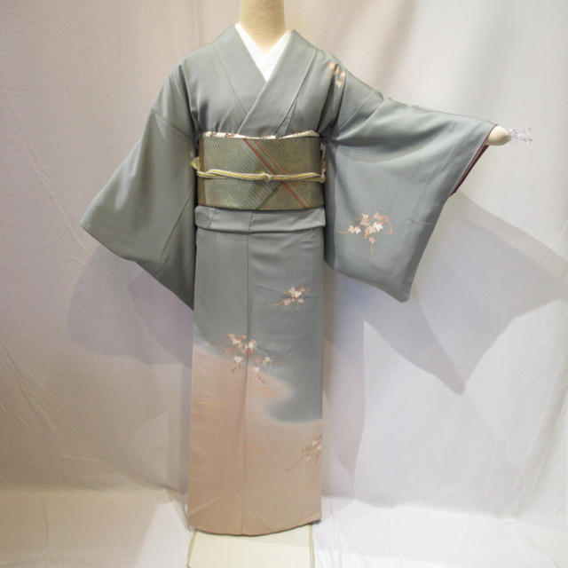 1655グレーボカシ訪問着 袷単品 売れ筋がひ贈り物! sahamotorcycle.com