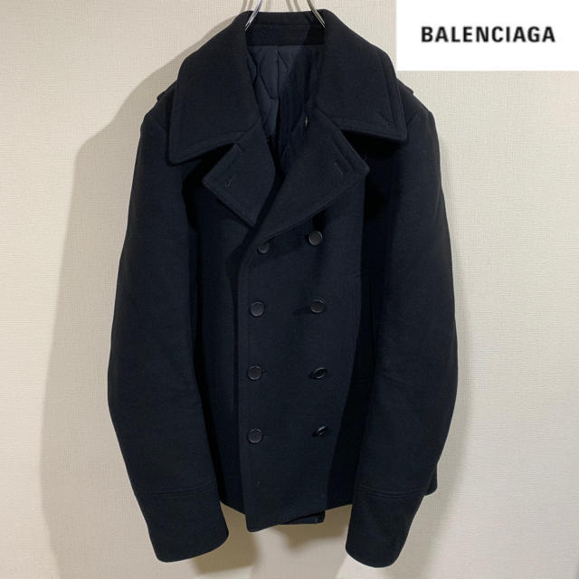 Balenciaga(バレンシアガ)のBALENCIAGA Pコート ピーコート メンズ ブラック メンズのジャケット/アウター(ピーコート)の商品写真