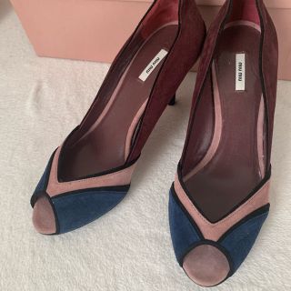 ミュウミュウ(miumiu)のmiumiu スエード オープントゥ パンプス(ハイヒール/パンプス)