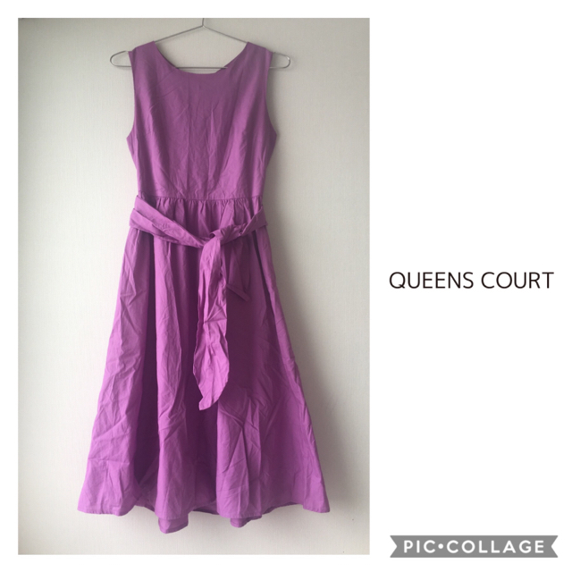 QUEENS COURT(クイーンズコート)のサッシュ リボンつき パープルピンク ロングワンピース 女子会 デート オフィス レディースのワンピース(ロングワンピース/マキシワンピース)の商品写真