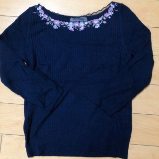 ミッシュマッシュ(MISCH MASCH)のMISCH MASCH 9分袖フラワー刺繍リブニット(ニット/セーター)