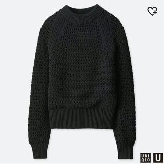 ユニクロ(UNIQLO)のメッシュオーバーサイズセーター黒UNIQLO UユニクロユーXLサイズ(ニット/セーター)