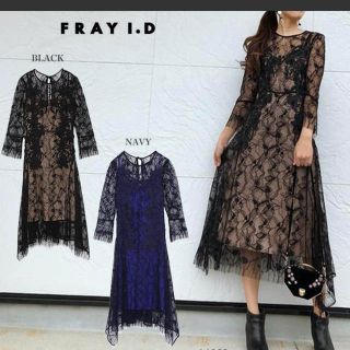 FRAYI.Dレースアシメフレアワンピース　ブラック