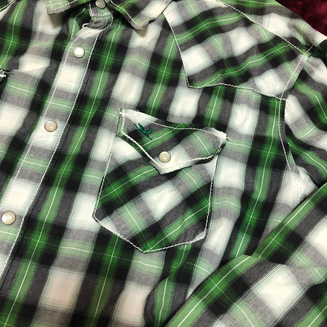 グリーン チェックシャツLL メンズのトップス(シャツ)の商品写真