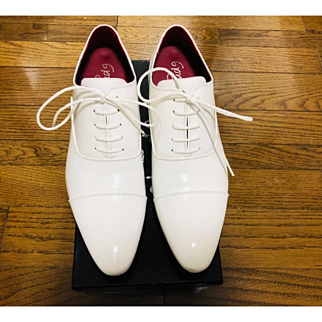 シークレットシューズ 白 メンズ 新郎 結婚式 7cm ブライダル ホワイト メンズの靴/シューズ(ドレス/ビジネス)の商品写真